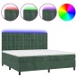 vidaXL Boxspringbett mit Matratze & LED Dunkelgrün 200x200 cm Samt vidaXL Boxspringbett mit Matratze & LED Dunkelgrün 200x200 cm Samt