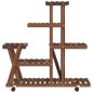 vidaXL Blumenständer mit Rollen 95x25x101 cm Massivholz Tanne