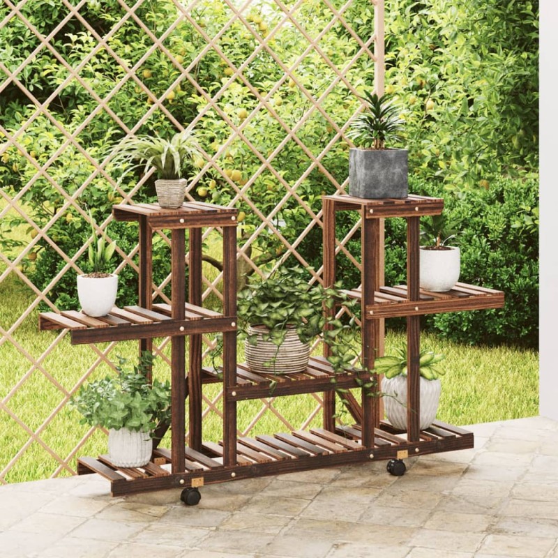 vidaXL Blumenständer mit Rollen 110x25x78 cm Massivholz Tanne vidaXL Blumenständer mit Rollen 110x25x78 cm Massivholz Tanne