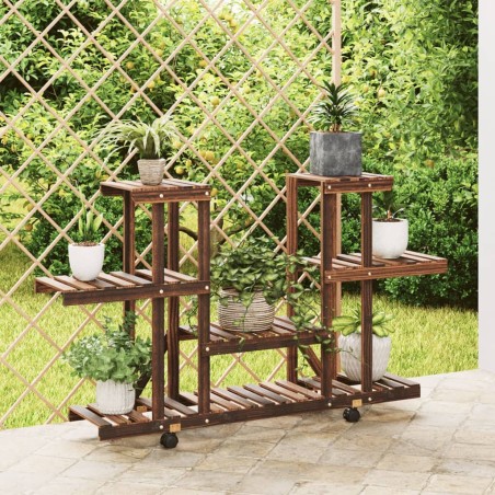 vidaXL Blumenständer mit Rollen 110x25x78 cm Massivholz Tanne