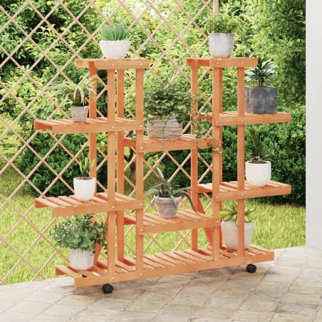 vidaXL Blumenständer mit Rollen 110x25x115 cm Massivholz Tanne