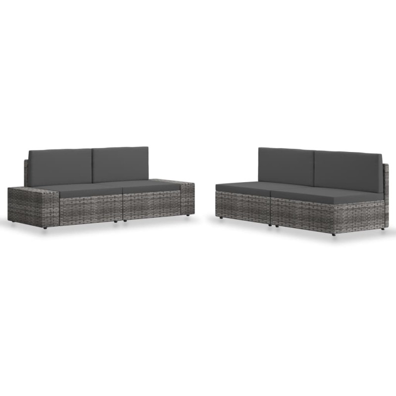 4-tlg. Garten-Lounge-Set Poly Rattan Grau 4-tlg. Garten-Lounge-Set Poly Rattan Grau