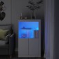 vidaXL Beistellschrank mit LED-Leuchten Weiß Holzwerkstoff vidaXL Beistellschrank mit LED-Leuchten Weiß Holzwerkstoff