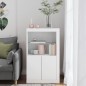 vidaXL Beistellschrank mit LED-Leuchten Weiß Holzwerkstoff vidaXL Beistellschrank mit LED-Leuchten Weiß Holzwerkstoff