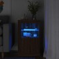 vidaXL Beistellschrank mit LED-Leuchten Braun Eiche Holzwerkstoff vidaXL Beistellschrank mit LED-Leuchten Braun Eiche Holzwerkstoff