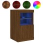 vidaXL Beistellschrank mit LED-Leuchten Braun Eiche Holzwerkstoff vidaXL Beistellschrank mit LED-Leuchten Braun Eiche Holzwerkstoff