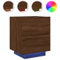 vidaXL Nachttisch mit LED-Leuchten Braun Eichen-Optik Holzwerkstoff vidaXL Nachttisch mit LED-Leuchten Braun Eichen-Optik Holzwerkstoff