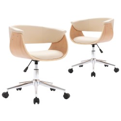 Drehbare Esszimmerstühle 2 Stk. Creme Kunstleder