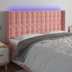 vidaXL LED Kopfteil Rosa 163x16x118/128 cm Samt