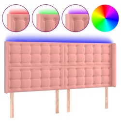 vidaXL LED Kopfteil Rosa 163x16x118/128 cm Samt