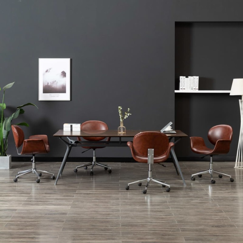 Drehbare Esszimmerstühle 4 Stk. Kunstleder Braun Drehbare Esszimmerstühle 4 Stk. Kunstleder Braun