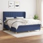 vidaXL Boxspringbett mit Matratze Blau 160x200 cm Stoff vidaXL Boxspringbett mit Matratze Blau 160x200 cm Stoff