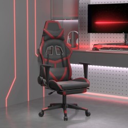 vidaXL Gaming-Stuhl mit Fußstütze Schwarz und Weinrot Kunstleder