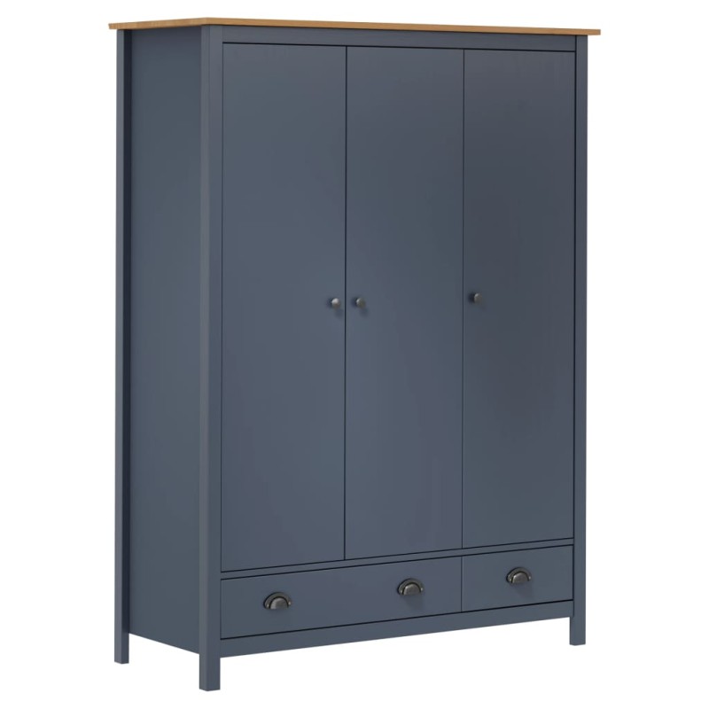 vidaXL Kleiderschrank mit 3 Türen Hill Grau 127x50x170 cm Kiefernholz vidaXL Kleiderschrank mit 3 Türen Hill Grau 127x50x170 cm Kiefernholz