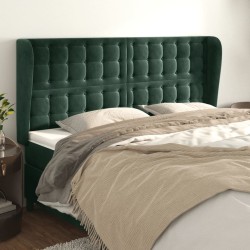 vidaXL Kopfteil mit Ohren Dunkelgrün 203x23x118/128 cm Samt