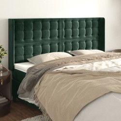 vidaXL Kopfteil mit Ohren Dunkelgrün 203x16x118/128 cm Samt