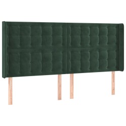 vidaXL Kopfteil mit Ohren Dunkelgrün 203x16x118/128 cm Samt