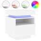 vidaXL Nachttisch mit LED-Leuchten Weiß 40x39x48,5 cm vidaXL Nachttisch mit LED-Leuchten Weiß 40x39x48,5 cm