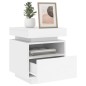 vidaXL Nachttisch mit LED-Leuchten Weiß 40x39x48,5 cm vidaXL Nachttisch mit LED-Leuchten Weiß 40x39x48,5 cm