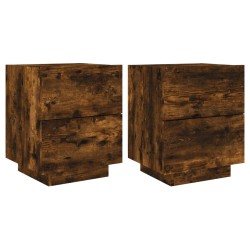 vidaXL Nachttische mit LED-Leuchten 2 Stk. Räuchereiche Holzwerkstoff