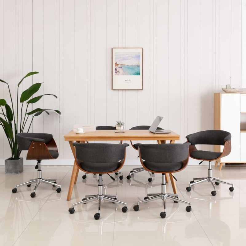 Drehbare Esszimmerstühle 6 Stk. Grau Stoff Drehbare Esszimmerstühle 6 Stk. Grau Stoff