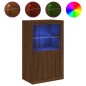 vidaXL Beistellschrank mit LED-Leuchten Braun Eiche Holzwerkstoff vidaXL Beistellschrank mit LED-Leuchten Braun Eiche Holzwerkstoff