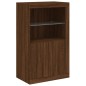 vidaXL Beistellschrank mit LED-Leuchten Braun Eiche Holzwerkstoff vidaXL Beistellschrank mit LED-Leuchten Braun Eiche Holzwerkstoff