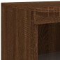 vidaXL Beistellschrank mit LED-Leuchten Braun Eiche Holzwerkstoff vidaXL Beistellschrank mit LED-Leuchten Braun Eiche Holzwerkstoff