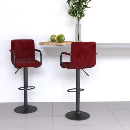 vidaXL Barhocker 2 Stk. Weinrot Samt 