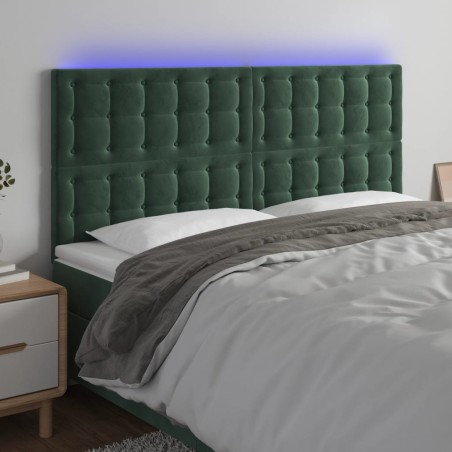vidaXL LED Kopfteil Dunkelgrün 200x5x118/128 cm Samt