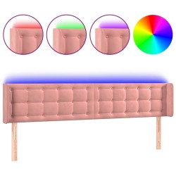 vidaXL LED Kopfteil Rosa 163x16x78/88 cm Samt