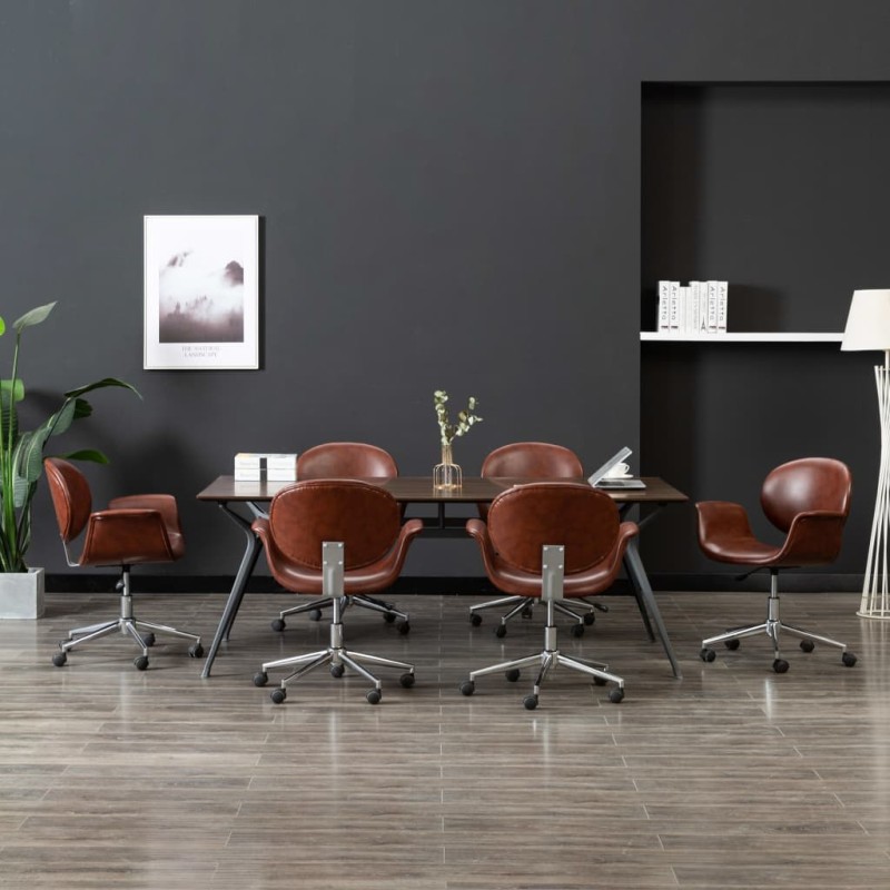 vidaXL Drehbare Esszimmerstühle 6 Stk. Kunstleder Braun vidaXL Drehbare Esszimmerstühle 6 Stk. Kunstleder Braun