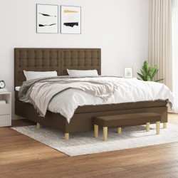 vidaXL Boxspringbett mit Matratze Dunkelbraun 180x200 cm Stoff