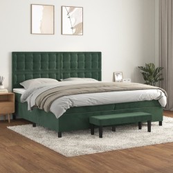 vidaXL Boxspringbett mit Matratze Dunkelgrün 200x200 cm Samt