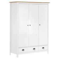 vidaXL Kleiderschrank mit 3 Türen Hill Weiß 127x50x170 cm Kiefernholz