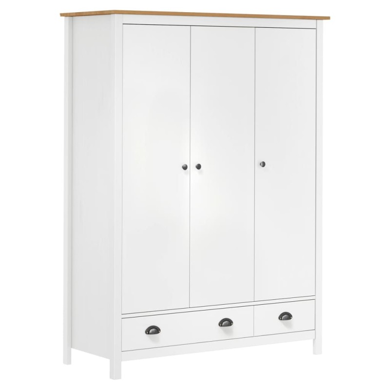 vidaXL Kleiderschrank mit 3 Türen Hill Weiß 127x50x170 cm Kiefernholz vidaXL Kleiderschrank mit 3 Türen Hill Weiß 127x50x170 cm Kiefernholz