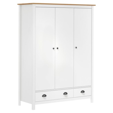 vidaXL Kleiderschrank mit 3 Türen Hill Weiß 127x50x170 cm Kiefernholz