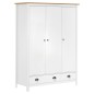 vidaXL Kleiderschrank mit 3 Türen Hill Weiß 127x50x170 cm Kiefernholz vidaXL Kleiderschrank mit 3 Türen Hill Weiß 127x50x170 cm Kiefernholz