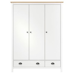 vidaXL Kleiderschrank mit 3 Türen Hill Weiß 127x50x170 cm Kiefernholz