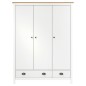 vidaXL Kleiderschrank mit 3 Türen Hill Weiß 127x50x170 cm Kiefernholz vidaXL Kleiderschrank mit 3 Türen Hill Weiß 127x50x170 cm Kiefernholz