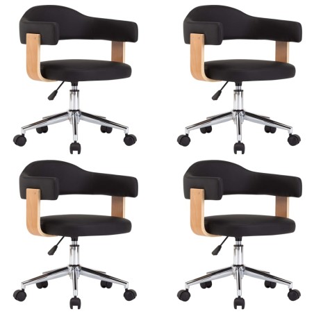 Drehbare Esszimmerstühle 4 Stk. Schwarz Kunstleder