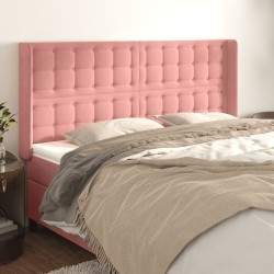 vidaXL Kopfteil mit Ohren Rosa 163x16x118/128 cm Samt