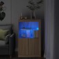 vidaXL Beistellschrank mit LED-Leuchten Sonoma-Eiche Holzwerkstoff vidaXL Beistellschrank mit LED-Leuchten Sonoma-Eiche Holzwerkstoff