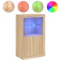 vidaXL Beistellschrank mit LED-Leuchten Sonoma-Eiche Holzwerkstoff vidaXL Beistellschrank mit LED-Leuchten Sonoma-Eiche Holzwerkstoff