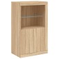 vidaXL Beistellschrank mit LED-Leuchten Sonoma-Eiche Holzwerkstoff vidaXL Beistellschrank mit LED-Leuchten Sonoma-Eiche Holzwerkstoff