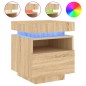vidaXL Nachttisch mit LED-Leuchten Sonoma-Eiche 40x39x48,5 cm vidaXL Nachttisch mit LED-Leuchten Sonoma-Eiche 40x39x48,5 cm