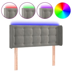 vidaXL LED Kopfteil Hellgrau 103x16x78/88 cm Samt