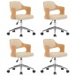 vidaXL Drehbare Esszimmerstühle 4 Stk. Creme Bugholz und Kunstleder vidaXL Drehbare Esszimmerstühle 4 Stk. Creme Bugholz und Kunstleder