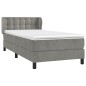 vidaXL Boxspringbett mit Matratze Hellgrau 100x200 cm Samt vidaXL Boxspringbett mit Matratze Hellgrau 100x200 cm Samt