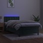 vidaXL Boxspringbett mit Matratze & LED Dunkelgrün 90x200 cm Samt vidaXL Boxspringbett mit Matratze & LED Dunkelgrün 90x200 cm Samt